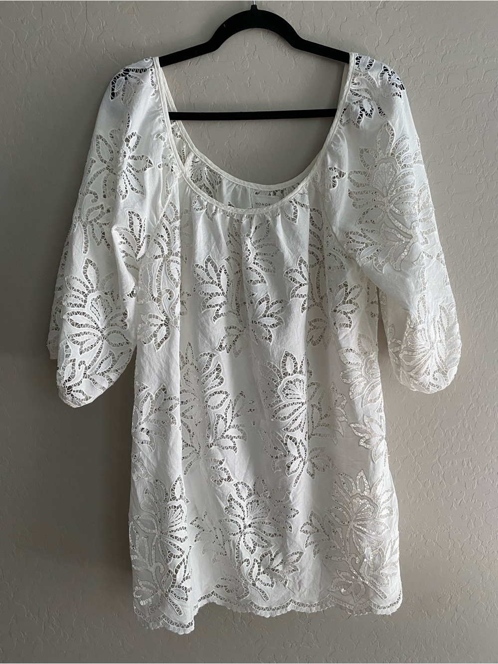 Honorine Cara White Eyelet Lace Cover Up Mini Dress Large L NWT $315